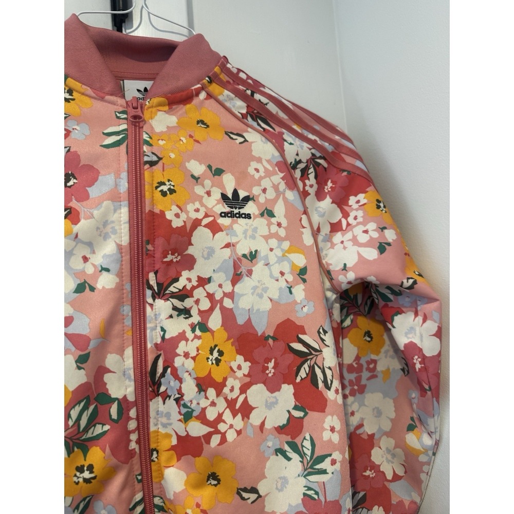 Adidas HER Studio London Track Jacket Pink Green Floral Full-Zip Youth M 11-12Y - Picture 5 of 15